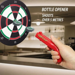 Bottle Opener with Cap Launcher,Funny Shooting Gun Creative Opener for Family Gatherings Party Games Bar Outdoor BBQ,Cool Gifts for Birthday Christmas Father's Day (3, Black-Red-Gray)