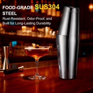 Boston Shaker Set, 18oz & 28oz 2-Piece Tins, Professional 304 Stainless Steel Cocktail Shaker with Leak-Proof Weighted Base for Bartending, Home & Bar Use (Silver)