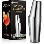 Boston Shaker Set, 18oz & 28oz 2-Piece Tins, Professional 304 Stainless Steel Cocktail Shaker with Leak-Proof Weighted Base for Bartending, Home & Bar Use (Silver)