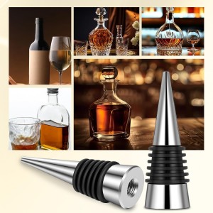 25 Pieces Wine Bottle Stopper Set Kit Reusable Decorative Bottle Stoppers Stainless Steel Wine-Bottle Stopper Kit for Kitchen, Bar, Gifts, Holiday Party, Wedding(Metal Silver)