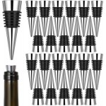 25 Pieces Wine Bottle Stopper Set Kit Reusable Decorative Bottle Stoppers Stainless Steel Wine-Bottle Stopper Kit for Kitchen, Bar, Gifts, Holiday Party, Wedding(Metal Silver)