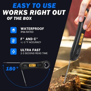 Meat Thermometer Digital, Instant Read Meat Thermometer for Grill and Cooking, with Bottle Opener, Backlight & Calibration Food Thermometer, Kitchen Gadgets for BBQ, Turkey, Candy, Liquids