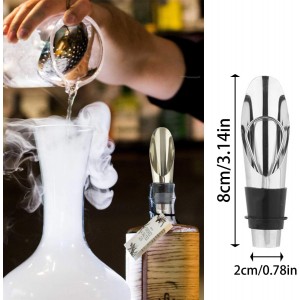 Stainless Steel Wine Aerator and Pourer Set, 5-Piece 2-in-1 Wine Spout with Silicone Bottle Stopper, Premium Silver Wine Accessories for Home Bar, Elegant Gift Box, No-Drip Pouring & Enhanced Flavor