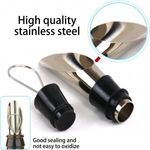 Stainless Steel Wine Aerator and Pourer Set, 5-Piece 2-in-1 Wine Spout with Silicone Bottle Stopper, Premium Silver Wine Accessories for Home Bar, Elegant Gift Box, No-Drip Pouring & Enhanced Flavor