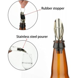 Stainless Steel Wine Aerator and Pourer Set, 5-Piece 2-in-1 Wine Spout with Silicone Bottle Stopper, Premium Silver Wine Accessories for Home Bar, Elegant Gift Box, No-Drip Pouring & Enhanced Flavor