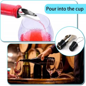 Stainless Steel Wine Aerator and Pourer Set, 5-Piece 2-in-1 Wine Spout with Silicone Bottle Stopper, Premium Silver Wine Accessories for Home Bar, Elegant Gift Box, No-Drip Pouring & Enhanced Flavor