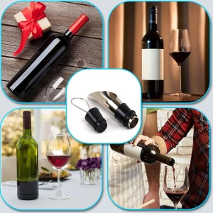 Stainless Steel Wine Aerator and Pourer Set, 5-Piece 2-in-1 Wine Spout with Silicone Bottle Stopper, Premium Silver Wine Accessories for Home Bar, Elegant Gift Box, No-Drip Pouring & Enhanced Flavor