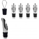 Stainless Steel Wine Aerator and Pourer Set, 5-Piece 2-in-1 Wine Spout with Silicone Bottle Stopper, Premium Silver Wine Accessories for Home Bar, Elegant Gift Box, No-Drip Pouring & Enhanced Flavor