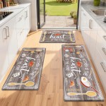 Yamaziot Anti Fatigue Kitchen Rug Set of 3, Non-Slip Waterproof Farmhouse Cushioned Comfort Standing Floor Mat for Kitchen, Office, Sink, Laundry