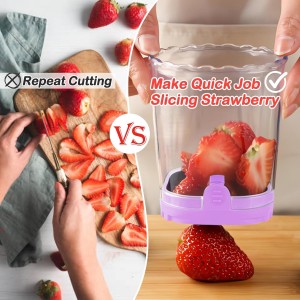 Creative Strawberry & Fruit Slicer - Detachable Cutter with Push Plate (Purple)