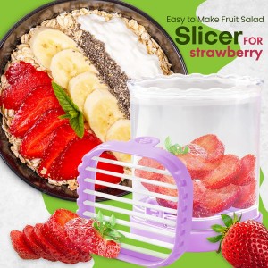 Creative Strawberry & Fruit Slicer - Detachable Cutter with Push Plate (Purple)