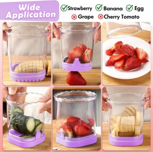 Creative Strawberry & Fruit Slicer - Detachable Cutter with Push Plate (Purple)