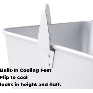 18-Cup Square Tube Cake Pan, 10-Inch Anodized Aluminum Angel Food/Chiffon Pan with Removable Bottom & Cooling Feet, Two-Piece Tall-Sided Tube Pan for Baking Pound Cake