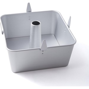 18-Cup Square Tube Cake Pan, 10-Inch Anodized Aluminum Angel Food/Chiffon Pan with Removable Bottom & Cooling Feet, Two-Piece Tall-Sided Tube Pan for Baking Pound Cake