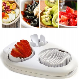 3 In 1 Egg Slicer for Hard Boiled Eggs,3 Slice Modes Egg Cutter,Stainless Steel Dicer for Strawberry Mushroom Grape Cherry, Multifunctional Food Cutter Slicer for Home Kitchen Chopper Gadgets (White)