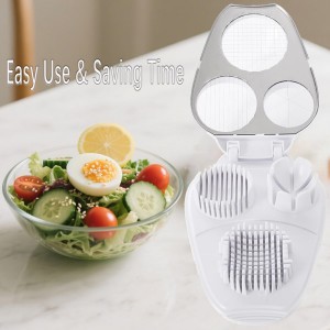 3 In 1 Egg Slicer for Hard Boiled Eggs,3 Slice Modes Egg Cutter,Stainless Steel Dicer for Strawberry Mushroom Grape Cherry, Multifunctional Food Cutter Slicer for Home Kitchen Chopper Gadgets (White)