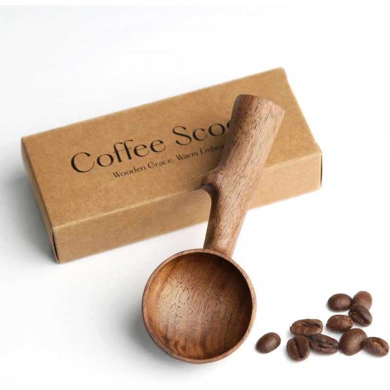 Walnut Coffee Scoop,Wooden Coffee Bean Measuring Spoon,5g Capacity,Natural Wood Coffee Scoop for Tea,Sugar & Powder,Rustic Kitchen Gift for Coffee Lovers