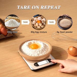 Digital Kitchen Scale, 17 Pounds Capacity Food Scale with LCD Display, Weight Grams and Ounces for Cooking and Baking, Stainless Steel Platform, Anti-Splash