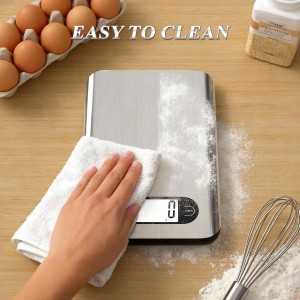 Digital Kitchen Scale, 17 Pounds Capacity Food Scale with LCD Display, Weight Grams and Ounces for Cooking and Baking, Stainless Steel Platform, Anti-Splash