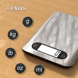 Digital Kitchen Scale, 17 Pounds Capacity Food Scale with LCD Display, Weight Grams and Ounces for Cooking and Baking, Stainless Steel Platform, Anti-Splash