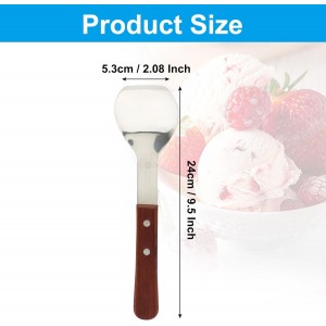 Hitefu Stainless Steel Ice Cream Scoop, Heavy Duty Dessert Shovel & Butter Cutter with Ergonomic Wooden Handle