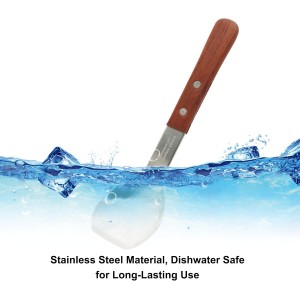 Hitefu Stainless Steel Ice Cream Scoop, Heavy Duty Dessert Shovel & Butter Cutter with Ergonomic Wooden Handle