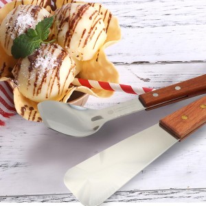 Hitefu Stainless Steel Ice Cream Scoop, Heavy Duty Dessert Shovel & Butter Cutter with Ergonomic Wooden Handle