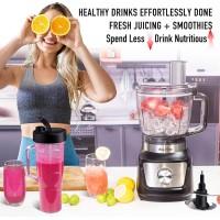 Food Processor Blender Combo,3-1 Countertop Blender with 8-cup Processor Bowl,Grinder,24oz To-Go Lid Cup,1000W Blenders for Kitchen with Smoothies&Shakes, Electric Cheese Grater/Shredding,Dough