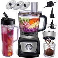 Food Processor Blender Combo,3-1 Countertop Blender with 8-cup Processor Bowl,Grinder,24oz To-Go Lid Cup,1000W Blenders for Kitchen with Smoothies&Shakes, Electric Cheese Grater/Shredding,Dough