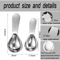 2pcs Tablespoon Coffee Scoop, Coffee Scoop Set, 15ml 30ml Tbsp Coffee Bean Measuring Spoon Stainless Steel Table Spoon Scoop with Short Handle Suitable for Tea Ground Sugar Flour