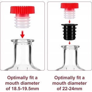 24 Pcs 2 Size Slow Wine Pourer Spout and 12 Pcs Liquor Bottle Pourer Adapters for Corked Wine Bottles Pour and Seal Plastic Pourers with Lid for Storing Precise Pouring