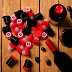 24 Pcs 2 Size Slow Wine Pourer Spout and 12 Pcs Liquor Bottle Pourer Adapters for Corked Wine Bottles Pour and Seal Plastic Pourers with Lid for Storing Precise Pouring