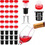 24 Pcs 2 Size Slow Wine Pourer Spout and 12 Pcs Liquor Bottle Pourer Adapters for Corked Wine Bottles Pour and Seal Plastic Pourers with Lid for Storing Precise Pouring