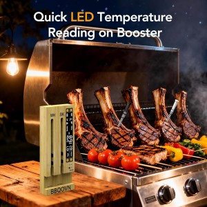 WiFi Sub-1G Wireless Meat Thermometer Unlimited Range 7 NIST Certified Sensors with Ambient Temp 2 Temp Monitoring Ways Digital Smart Base and App for BBQ, Smoker, Grill, Oven (Dual Probes)