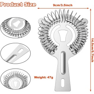 16 Pcs Bar Bartender Strainer, 2 Prong Cocktail Strainer Bulk, Stainless Steel Drink Cocktail Strainers, Silver Shaker Ice Bar Shelf or Bartenders Mixologists Drinking Water Filtering