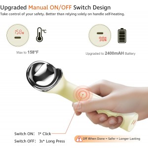 Heated Ice Cream Scoop with ON/OFF Switch(Latest Gen 3.0): Rechargeable Electric Icecream Scooper with Holder,2025 Kitchen Gadgets for Hard Ice Cream, Waterproof IP67,Max to 158℉