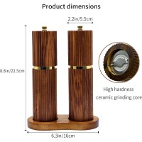 8 Inch Wooden Salt and Pepper Grinder Set, Adjustable Coarseness, Acacia Wood pepper mill manual, Salt and Pepper Shakers Matching Wooden tray, Multi Purpose Grinder