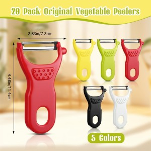 20 Pack Original Vegetable Peelers, 5 Colors Dual Blade Peeler for Potatoes, Carrots, Cucumbers, Bulk Kitchen Tools for Home, Restaurants, Meal Prep (black, white, red, yellow, green)