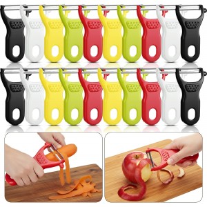 20 Pack Original Vegetable Peelers, 5 Colors Dual Blade Peeler for Potatoes, Carrots, Cucumbers, Bulk Kitchen Tools for Home, Restaurants, Meal Prep (black, white, red, yellow, green)