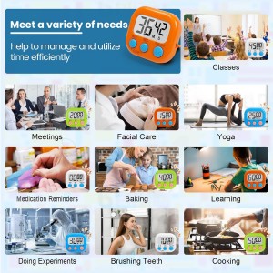 12 Pack Multi-Function Digital Timers, Magnetic Large LCD Display Loud Alarm Countdown Timers, Extensively Use in Classroom, Break Time, Gym, Meeting, Cooking