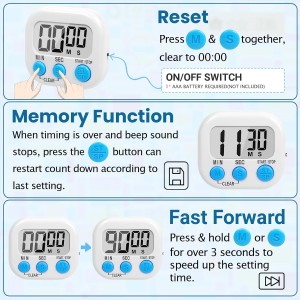12 Pack Multi-Function Digital Timers, Magnetic Large LCD Display Loud Alarm Countdown Timers, Extensively Use in Classroom, Break Time, Gym, Meeting, Cooking