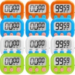 12 Pack Multi-Function Digital Timers, Magnetic Large LCD Display Loud Alarm Countdown Timers, Extensively Use in Classroom, Break Time, Gym, Meeting, Cooking