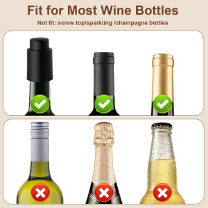 [2 PACK] Premium Vacuum Wine Preserver Stopper, Wine Preserver with Time Scale Record.Airtight Wine Bottle Preserver For Wine Enthusiasts & Gift Buyers.Set Of Wine Corks For Fresh Wine Bottles（Black）