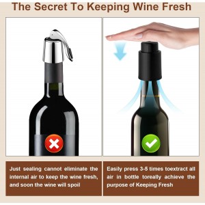 [2 PACK] Premium Vacuum Wine Preserver Stopper, Wine Preserver with Time Scale Record.Airtight Wine Bottle Preserver For Wine Enthusiasts & Gift Buyers.Set Of Wine Corks For Fresh Wine Bottles（Black）
