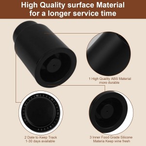 [2 PACK] Premium Vacuum Wine Preserver Stopper, Wine Preserver with Time Scale Record.Airtight Wine Bottle Preserver For Wine Enthusiasts & Gift Buyers.Set Of Wine Corks For Fresh Wine Bottles（Black）