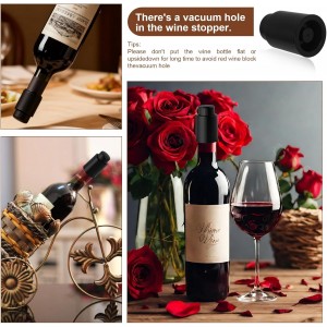 [2 PACK] Premium Vacuum Wine Preserver Stopper, Wine Preserver with Time Scale Record.Airtight Wine Bottle Preserver For Wine Enthusiasts & Gift Buyers.Set Of Wine Corks For Fresh Wine Bottles（Black）