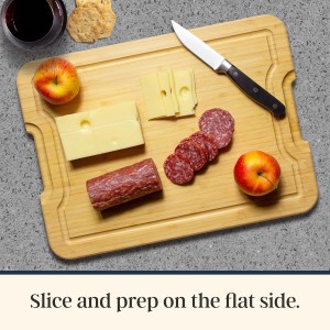 Flip, Serve & Store Charcuterie Board with Lid – Reversible Cutting Board & Serving Tray with Compartments, Juice Groove Side, Locking Travel Cover, 15.5 x 11.5 Inches