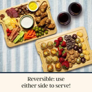 Flip, Serve & Store Charcuterie Board with Lid – Reversible Cutting Board & Serving Tray with Compartments, Juice Groove Side, Locking Travel Cover, 15.5 x 11.5 Inches