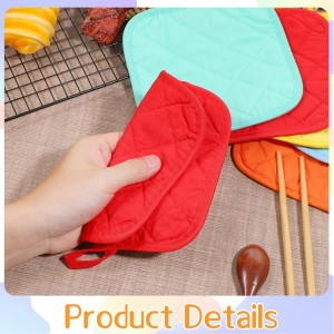 24 Pcs Cotton Pot Holders for Kitchen, Multicolor Square Hot Pads, Thicken Heat Resistant Potholders, Cloth Potholders for Hot, Trivet for Cooking and Baking with Hanging Loops, 6.9 x 6.7 Inch