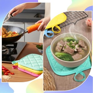 24 Pcs Cotton Pot Holders for Kitchen, Multicolor Square Hot Pads, Thicken Heat Resistant Potholders, Cloth Potholders for Hot, Trivet for Cooking and Baking with Hanging Loops, 6.9 x 6.7 Inch